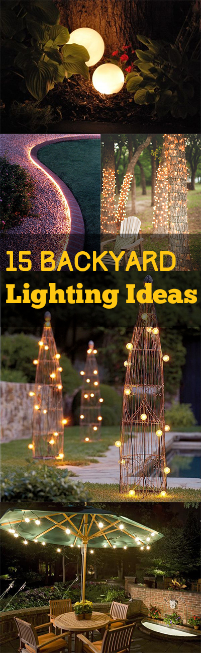 Backyard lighting, DIY backyard lighting, easy backyard lighting, garden lighting, outdoor lighting, outdoor lighting ideas, DIY garden projects, popular pin, outdoor living, outdoor entertainment. 