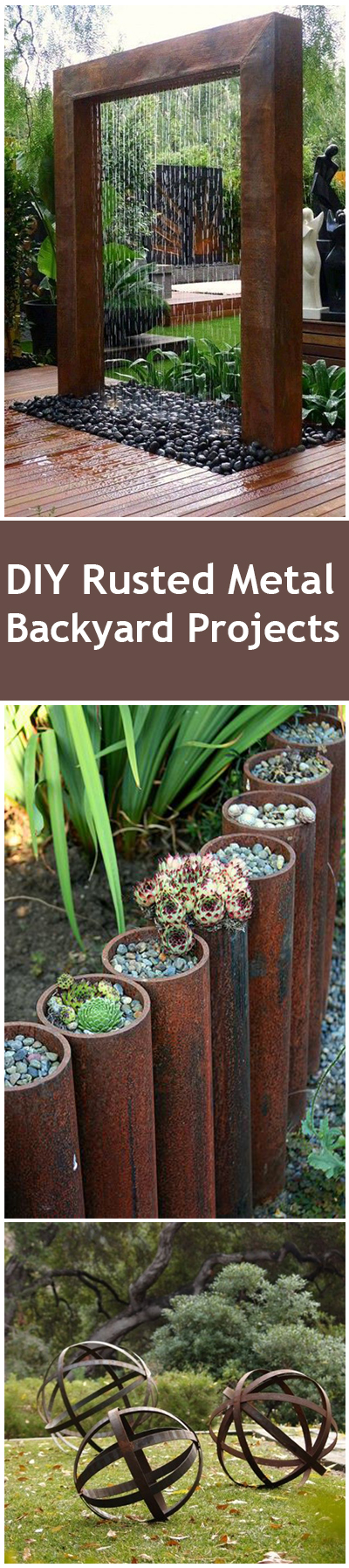 Rusted metal DIY projects, DIY projects, outdoor DIY, popular pin, backyard projects, DIY backyard projects, rusted metal, backyard upcycling projects.