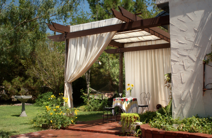 Patio with Canvas Curtains