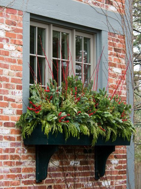 Pick a lighted garland with ornament accents. 20 Easy Holiday Window Box Ideas Bless My Weeds