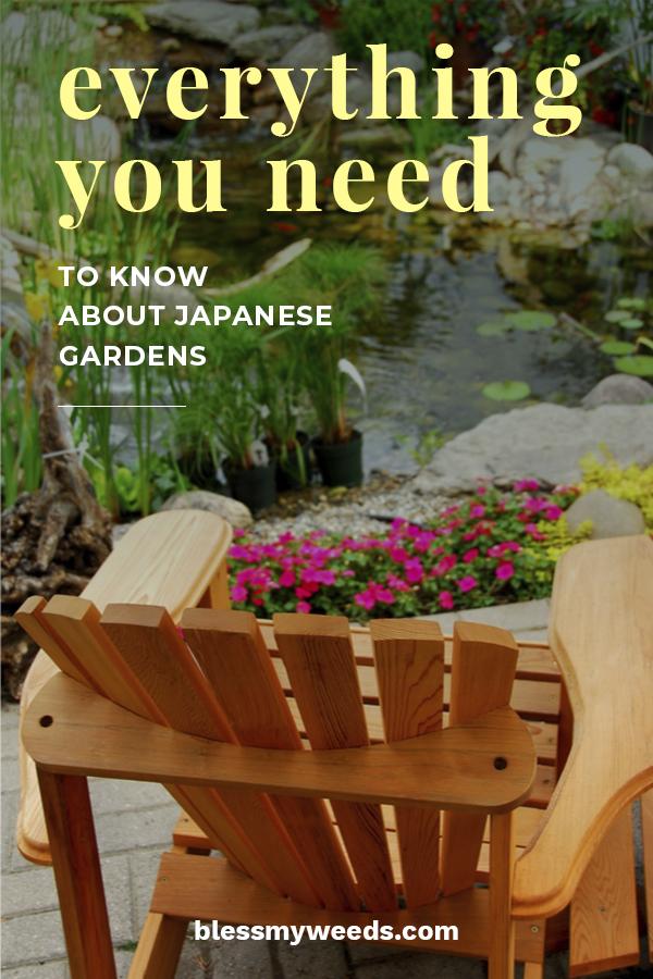 The thought of a Japanese garden makes me smile. They are simply stunning. Today we will discuss Japanese garden design, ideas for your backyard, the plants used in a garden and even talk about lanterns for the finishing touch. Bring Japan to your home with these gardening tips from Bless My Weeds. #japanesgardenideas #gardeningtips