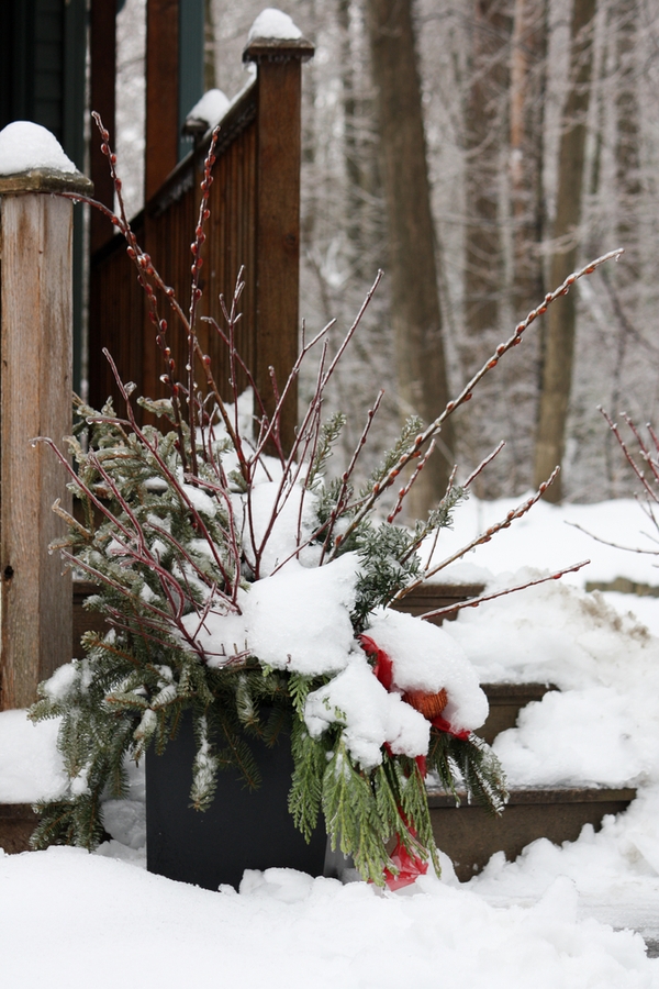Front Porch Winter Planters DIY, Planters Holiday