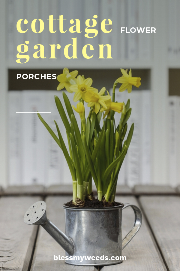 I often think of my grandma's cottage house. It was little colorful, full of flowers and have a wonderful porch. Today's article is about items needed to create a cottage flower garden porch. If you want that timeless look that reminds you of a painting, keep reading to learn about easy ways to make it happen with flowers, watering cans and more. #howtomakeacottagegardenporch #cottageporchideas #cottageporchdecorideas