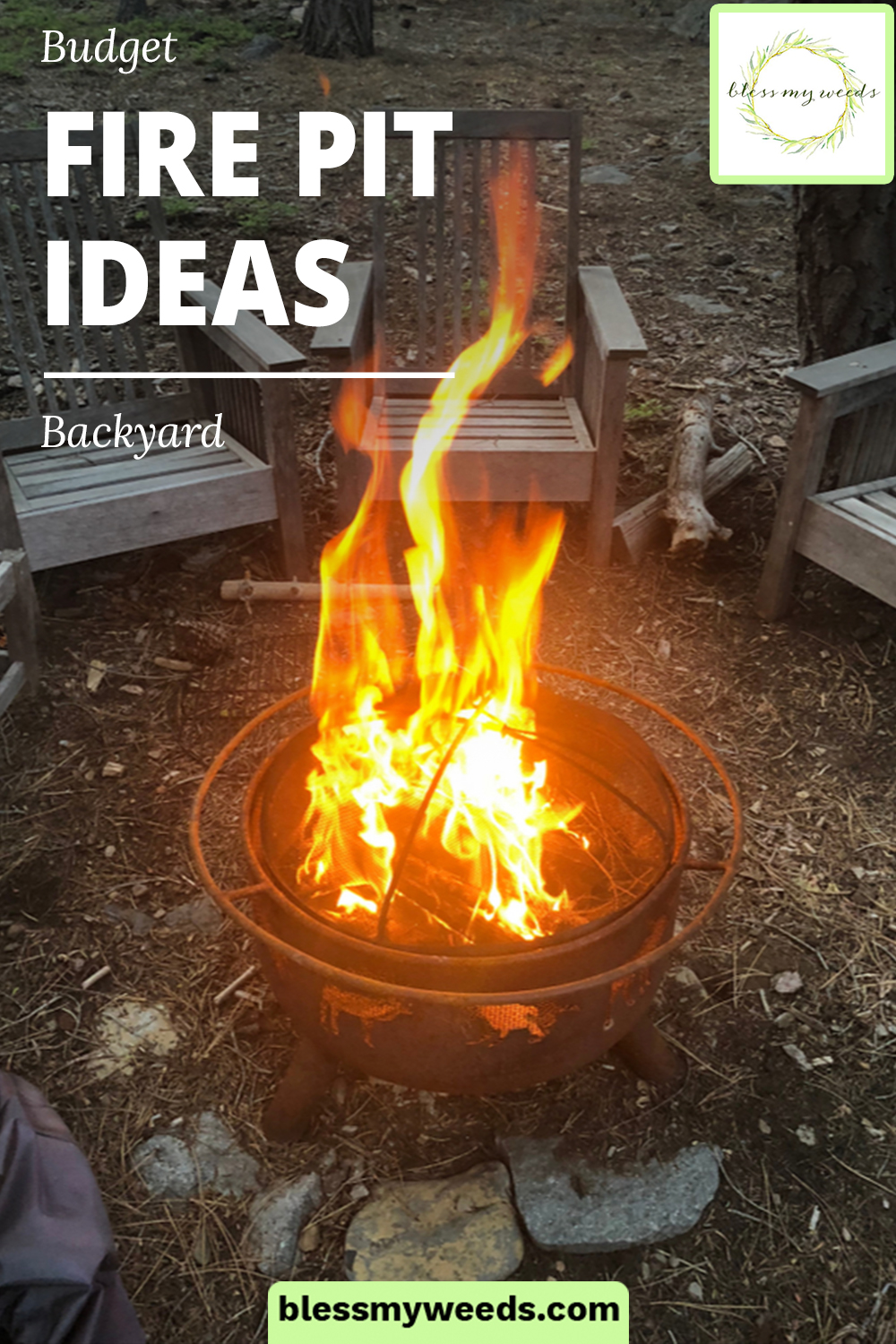 Fire pit ideas for the backyard that anyone can do. From quick and easy to a little more involved, there's a great way to have a fire pit on a budget! #blessmyweedsblog #firepitideas #firepitideasforthebackyard